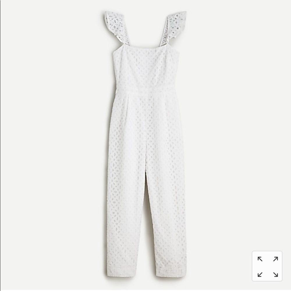 Ruffle jumpsuit in embroidered eyelet